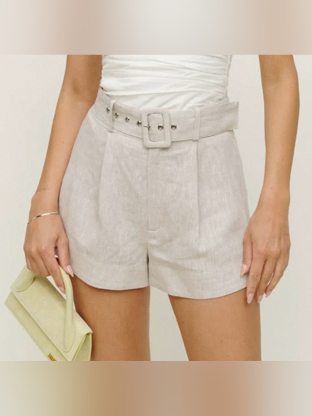 Reformation Belted Linen Shorts Size 4